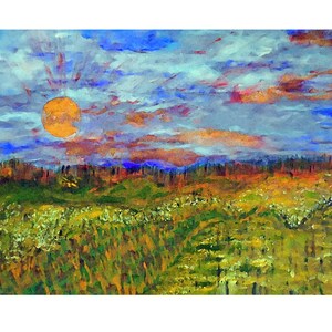 Monet Like Painting, Impressionism Art, Impressionistic Landscape, Sunset Painting on Canvas, Sunset Wall Art, LANDSCAPE PAINTING Canvas image 2