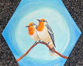 Hand Painted Birds painting - Acrylic Art on Canvas - Nature Art