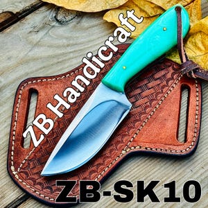 Kuhleder Cowboymesser Cowboy maßgefertigtes Skinnermesser aus 1080c12 Stahl Cowboytaschenmesser Cowboymesser mit Kreuzzugriemen Lederscheide