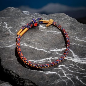 Handwoven Tibetan Braided Bracelet – Lucky Rope Buddhist Knot Spiritual Protection Bracelet Blessing Jewelry for Meditation & Mindfulness