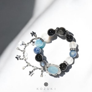 Butterfly Bracelet - Luna Papillon 蒼月蝶 – Aquamarine Bracelet Moonstone Bracelet Handmade Healing crystal bracelet Natural Gemstone Bracelet