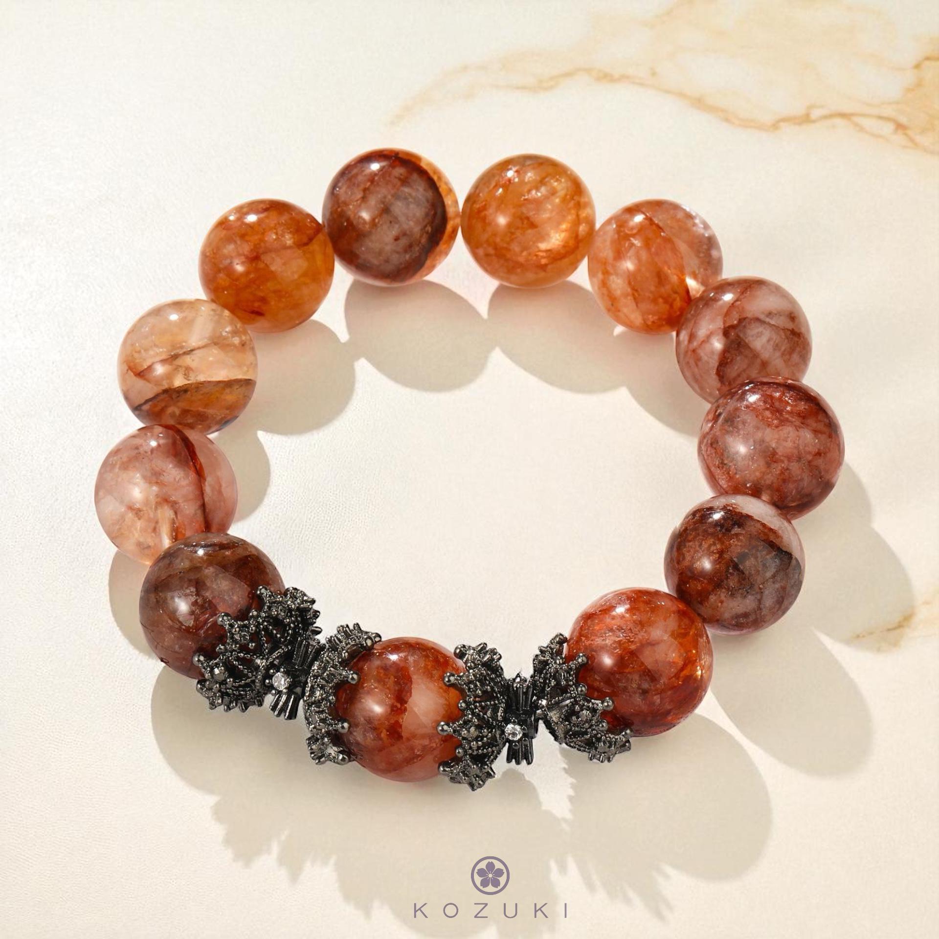 Red Rutilated Quartz - Etsy Red rutile hair quartz bracelet RARE 12mm main image 0