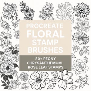 Procreate Blumenstempel-Pinsel - 80+ Pfingstrose, Chrysantheme, Rose, Blattstempel für Tattoo-Design, Manga & Illustration Procreate Blumenpinsel