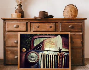 Impresión fotográfica de camión vintage: Arte mural de camión de granja oxidado del abuelo