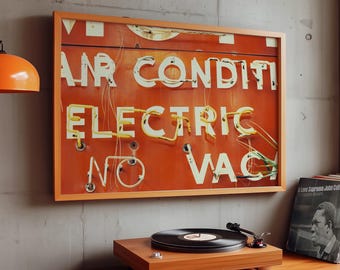 Impresión de letrero de neón de motel – Arte mural retro americano, descarga instantánea de fotografía