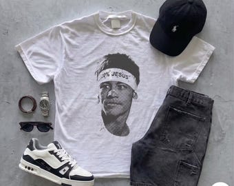 Neymar Jr. „100% Jesus“-Shirt, Vintage-Fußball-T-Shirt, Fanartikel der brasilianischen Fußballlegende, Sportgrafik, Retro-Streetwear-Fußball-T-Shirt