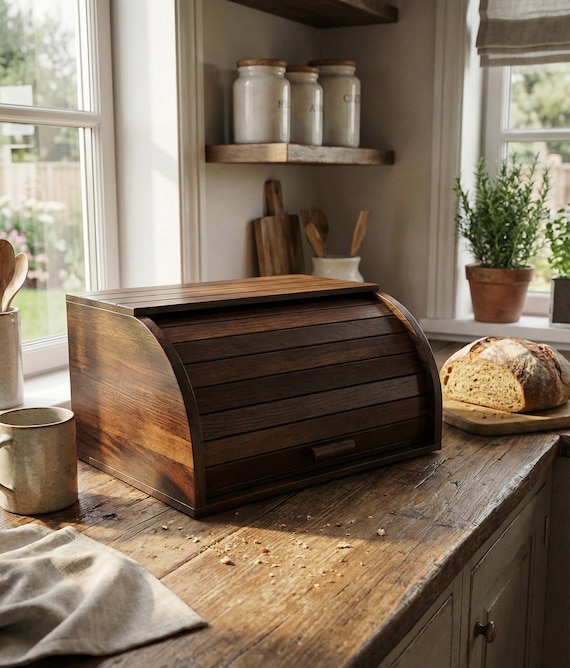 Wooden Bread Box Handmade from Natural Wood