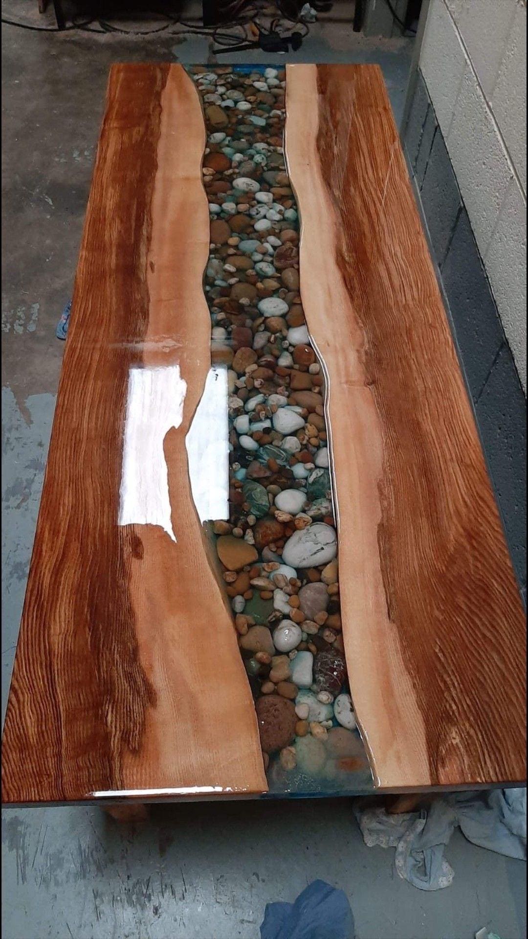 Handmade Epoxy Resin River Table – Custom Wood River Design Coffee or ...