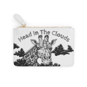 Giraffe Mini Clutch Bag Trendy Accessory, Head In The Clouds Design, Cute Whimsical Gift, Stylish Pouch for Everyday Use, Travel Essential,