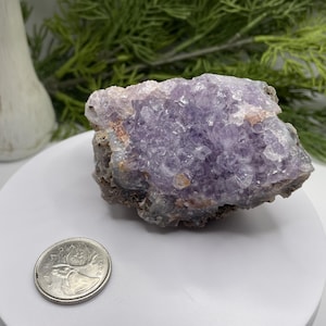 Raw Amethyst Cluster on Matrix – Natural Amethyst Crystal from India, Crown Chakra Stone, Spiritual Protection & Calming Energy