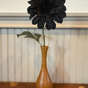 Tall Mid-Century Turned Wood Bud Vase 9”