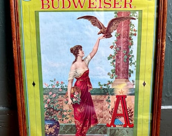 Budweiser 1966 Eagle Calendar Print Framed Breweriana Wall Art