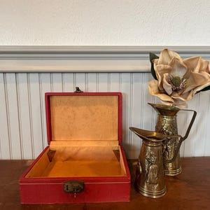 Vintage Red Fabric Document or Jewelry Box with Lock