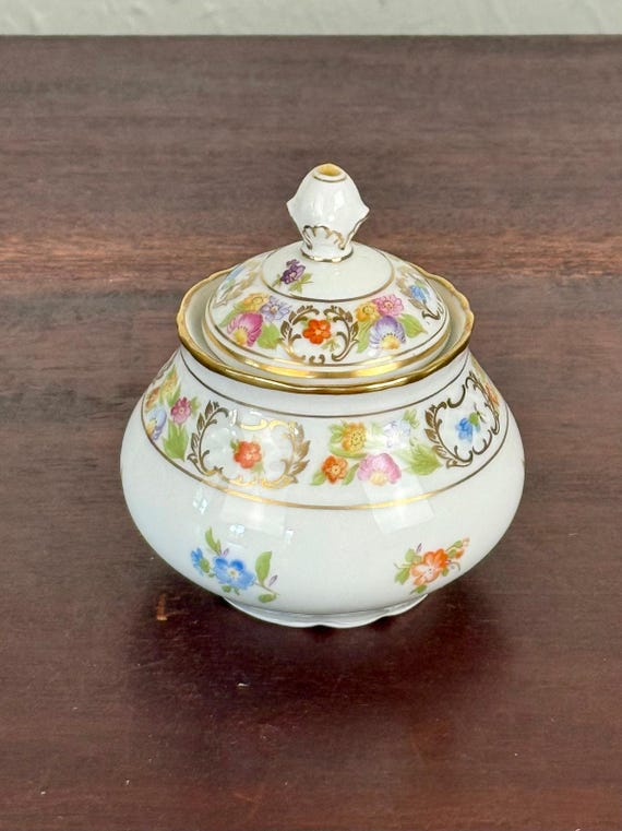 Schumann Empress Dresden Flowers Porcelain Trinket Jar