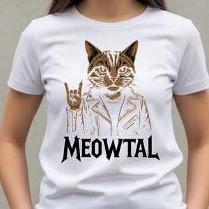 Meowtal Cat Heavy Metal T-Shirt – Funny Rock Music Graphic Tee for Cat Lovers