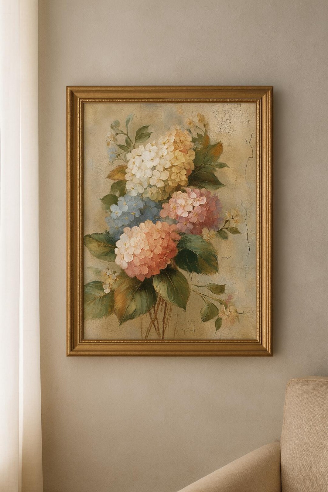 Vintage Hydrangea Bouquet Printable Wall Art – Antique Floral Digital ...