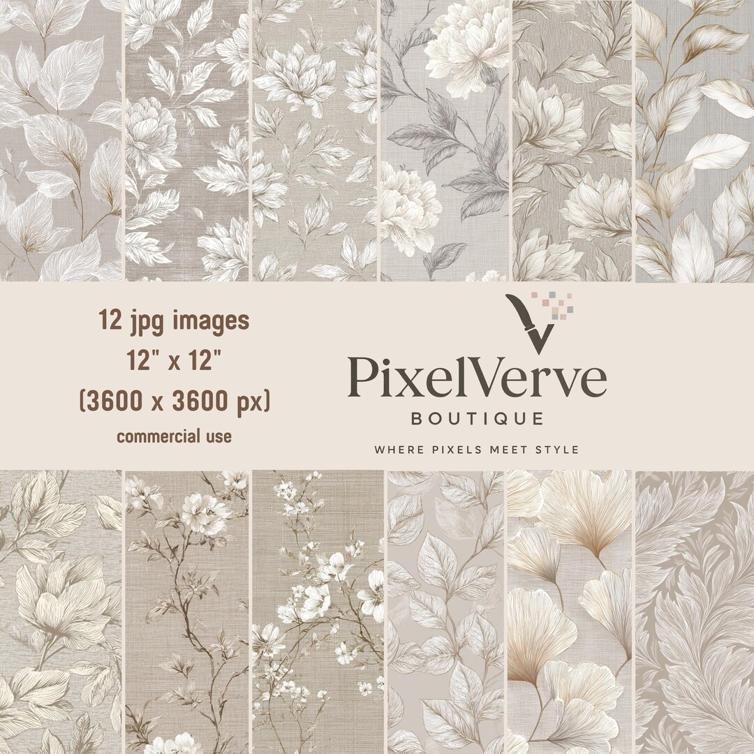 Vintage Floral Digital Paper Pack: Seamless Botanical Patterns ...