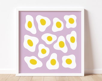 Fried Eggs Square Art Print Lavender Purple