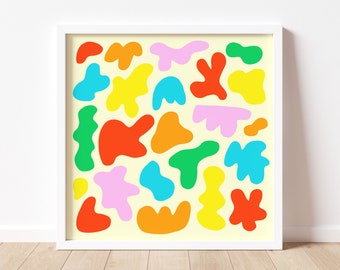 Colorful Abstract Shapes Art Print Home Decor