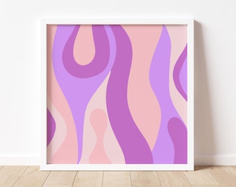 Abstract Art Square Print Wall Art Purple Pink