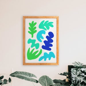 8x10 Blue Green Abstract Shapes Art Print image 2