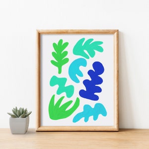 8x10 Blue Green Abstract Shapes Art Print image 3