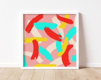 Colorful Brush Strokes Art Print Home Decor