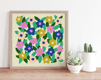 Colorful Flower Power Square Art Print