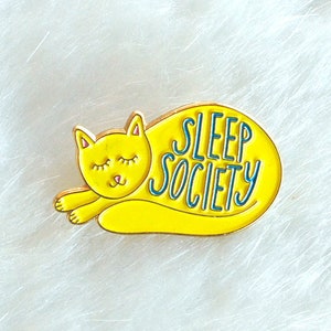 Cat Enamel Pin, Lapel Pin, Hand Lettering, Gifts under 10 image 1