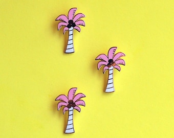 Enamel Pin, Palm Tree, Pink, Gold, Palm Springs, Tropical, Gifts under 10