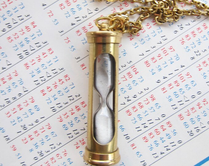 Hourglass Necklace Brass Pendant Timepiece Sand Timer Time Etsy
