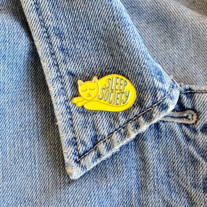 Cat Enamel Pin, Lapel Pin, Hand Lettering, Gifts under 10 image 2