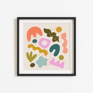 Abstract Organic Shapes Squiggles Square Art Print image 2