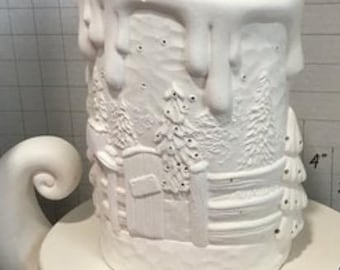 Unpainted Christmas Candle: DIY Ceramic Painting Kit with Lights