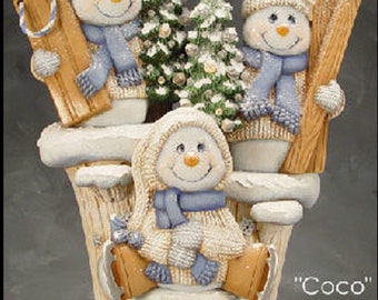Snowmen with Stump Ready to Paint UNPAINTED please read description before purchase