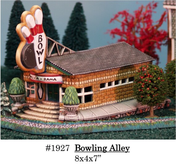 Christmas Village Bowling Alley -Unpainted -please read policies before ordering.