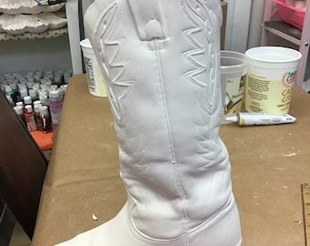 Cowboy Boot-Unpainted -please read policies before ordering.Unglazed