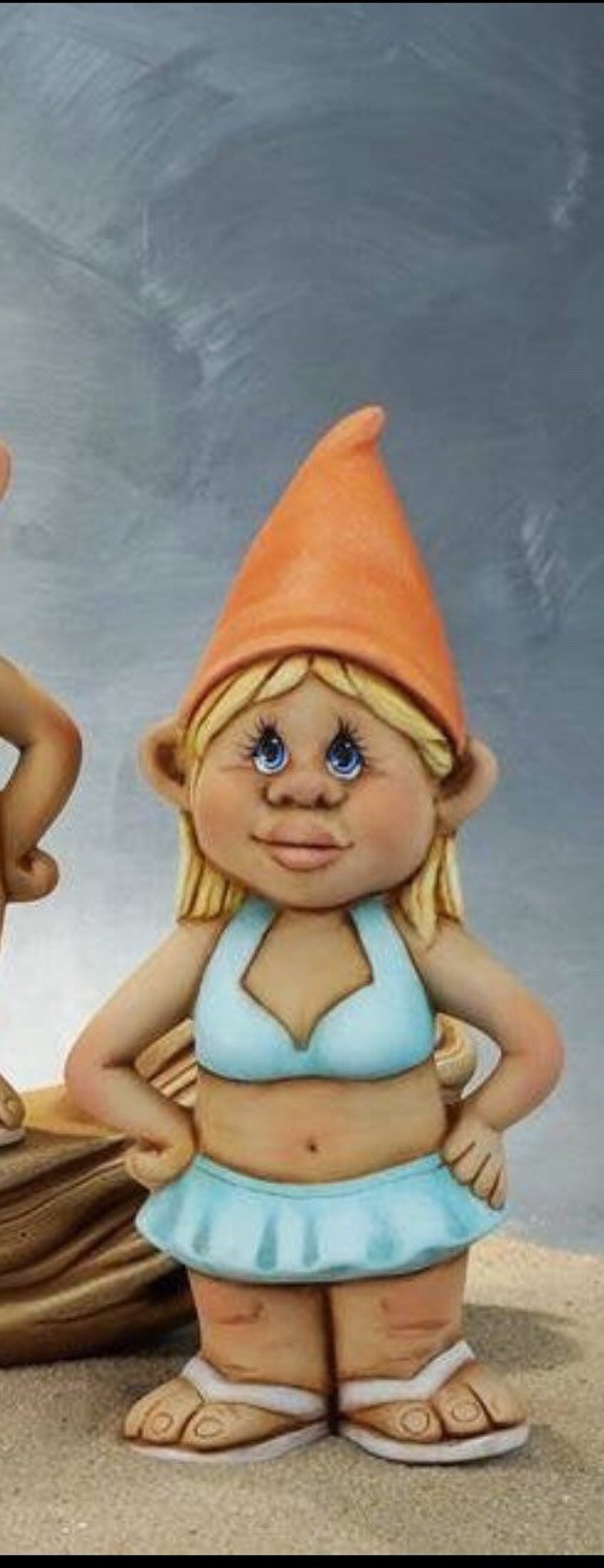 Sun Bathing Gnome Bikini Standing With Base unpainted please Read