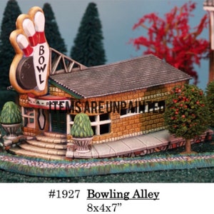 Christmas Village Bowling Alley -Unpainted -please read policies before ordering.