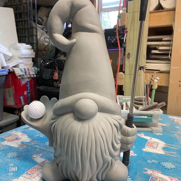 Golfer Garth the Gnome -Unpainted -please read policies before ordering.