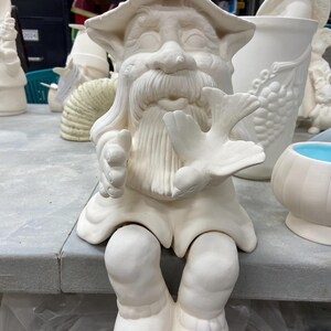 Gnome with pipe TL713 12”-Unpainted -please read policies before ordering.