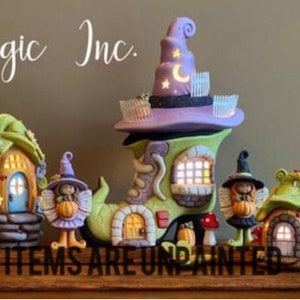 Halloween Village Ready to Paint 8 pc -UNPAINTED please read policies before ordering