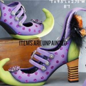 Witch high heel Shoe- unpainted- please read description before purchasing WITH cuts.Shipping included