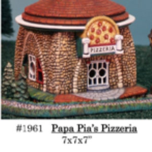 Christmas Village Pizza Shop-UNPAINTED please read policies before ordering