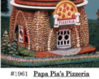 Christmas Village Pizza Shop-UNPAINTED please read policies before ordering