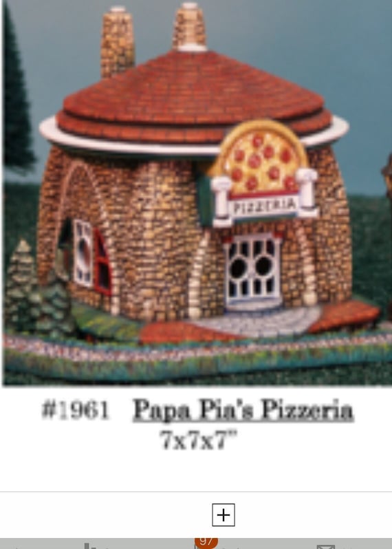 Christmas Village Pizza Shop-UNPAINTED please read policies before ordering