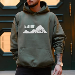 Minimalist Mountain Silhouette Hoodie: Nature Junkie Apparel