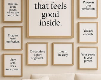 Minimalist Motivational Quote Wall Art Bundle – 10 Printable Posters | Mindfulness Decor | Boho Aesthetic Prints