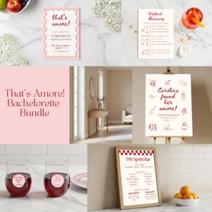 That&#39;s Amore Printable Bachelorette Party Bundle • Editable Canva Template • Italian Summer Party • Instant Download