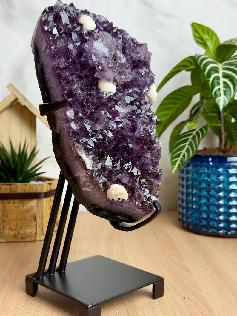 Amethyst Geode With Flower Formation, Calcite Spheres & Rutile ...